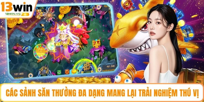 Các sảnh săn thưởng đa dạng mang lại trải nghiệm thú vị